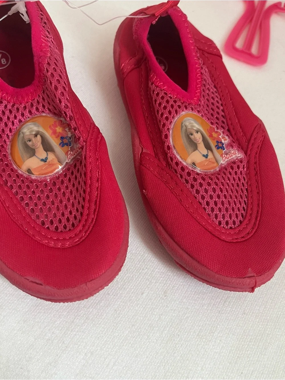 Vintage Barbie Bright Pink Kids Water Shoes Slip-Ons Y2K Deadstock
